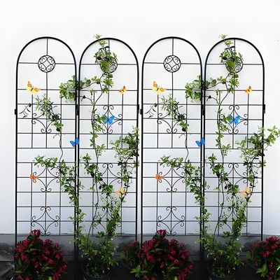 Waterproof Hitam Dekorasi Metal Taman Pagar Panel Set Untuk Tempat Tidur Bunga 32 Inch