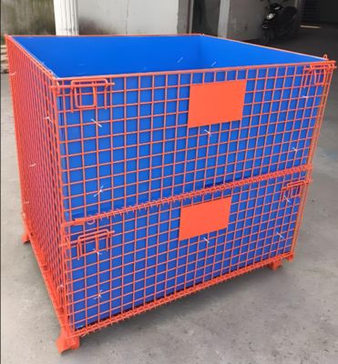 Powder Coating Stackable Steel Pallet Cage Untuk Gudang Efisien