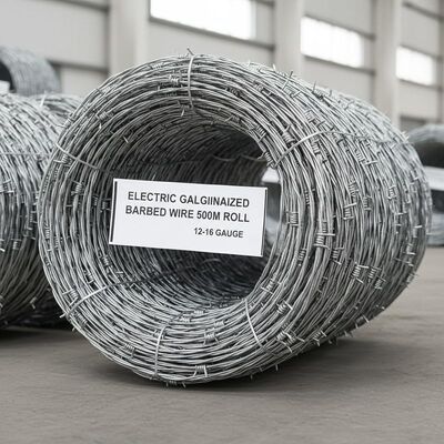 Electric Galvanized Barbed Wire 500m Roll with 12-16 Gauge for High Security Fencing