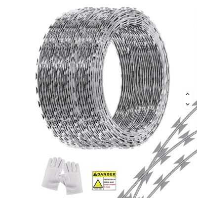 Baja tahan karat CBT-65 Razor Security Barbed Wire Coil Korosi tahan untuk pertanian pesisir