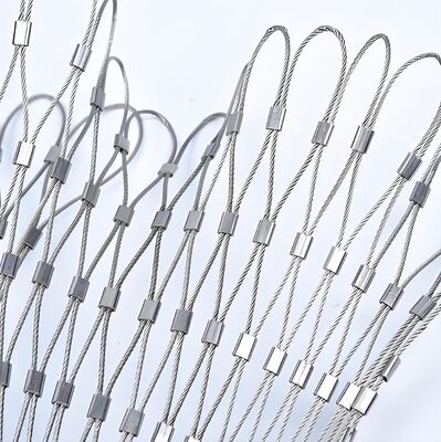 SS316 Stainless Steel Wire Rope Mesh dengan lubang mesh 7x19cm dan tahan UV untuk fasilitas air dan daerah indah