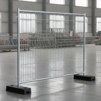 Galvanized Heras Style 2x3.5M Metal Temporary Fence Panel dengan Rubber Base Plate 32mm Frame Tube