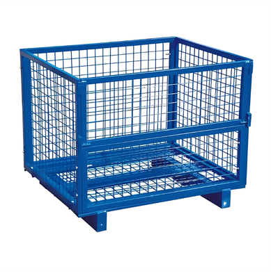 Kandang Penyimpanan Wire Mesh 5.0mm Ukuran Grid 5.8mm Pengukur Kawat Tumpuk Lipat Ke Bawah 1200x800x1000mm